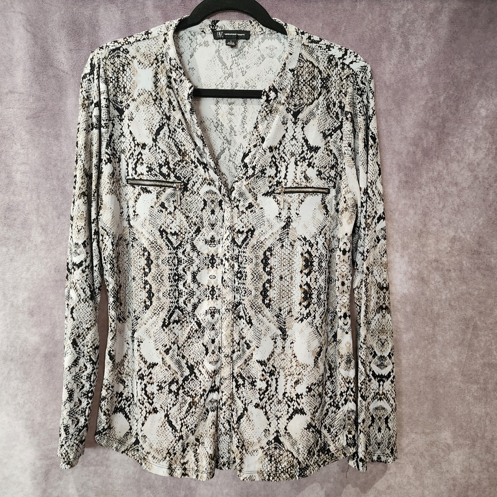 INC International Women's  Snakeprint Longsleeve Top. Large